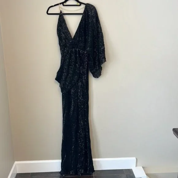 Black Backless Sequins Wedding Dress Prom Gown - Picture 3 of 10